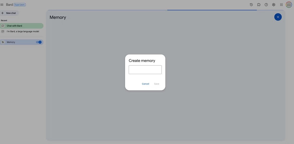 An early glimpse at creating a Memory in Google Bard.