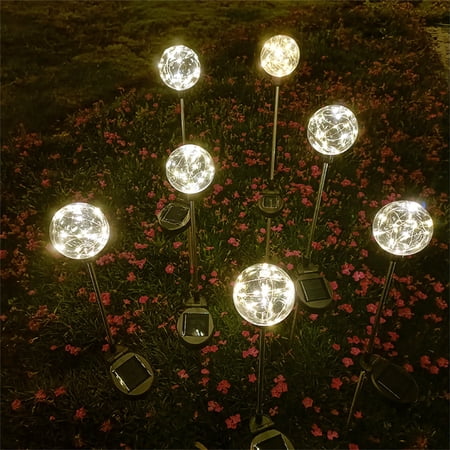 Solar Garden Stake Lights With 20 Leds | 4-Color or Warm White | Auto On/off &amp;amp; Ip65 Waterproof | Decorative for Yard, Patio, Walkway | 1-Pack