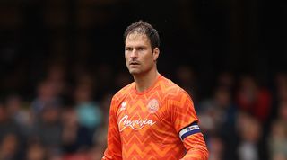 Asmir Begovic of QPR looks on during the Sky Bet Championship match between Watford and Queens Park Rangers at Vicarage Road on August 05, 2023 in Watford, England. (Photo by Julian Finney/Getty Images)