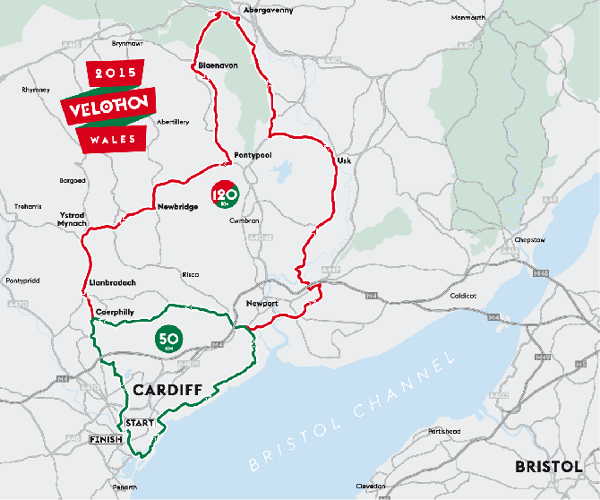 The route of the Velothon Wales