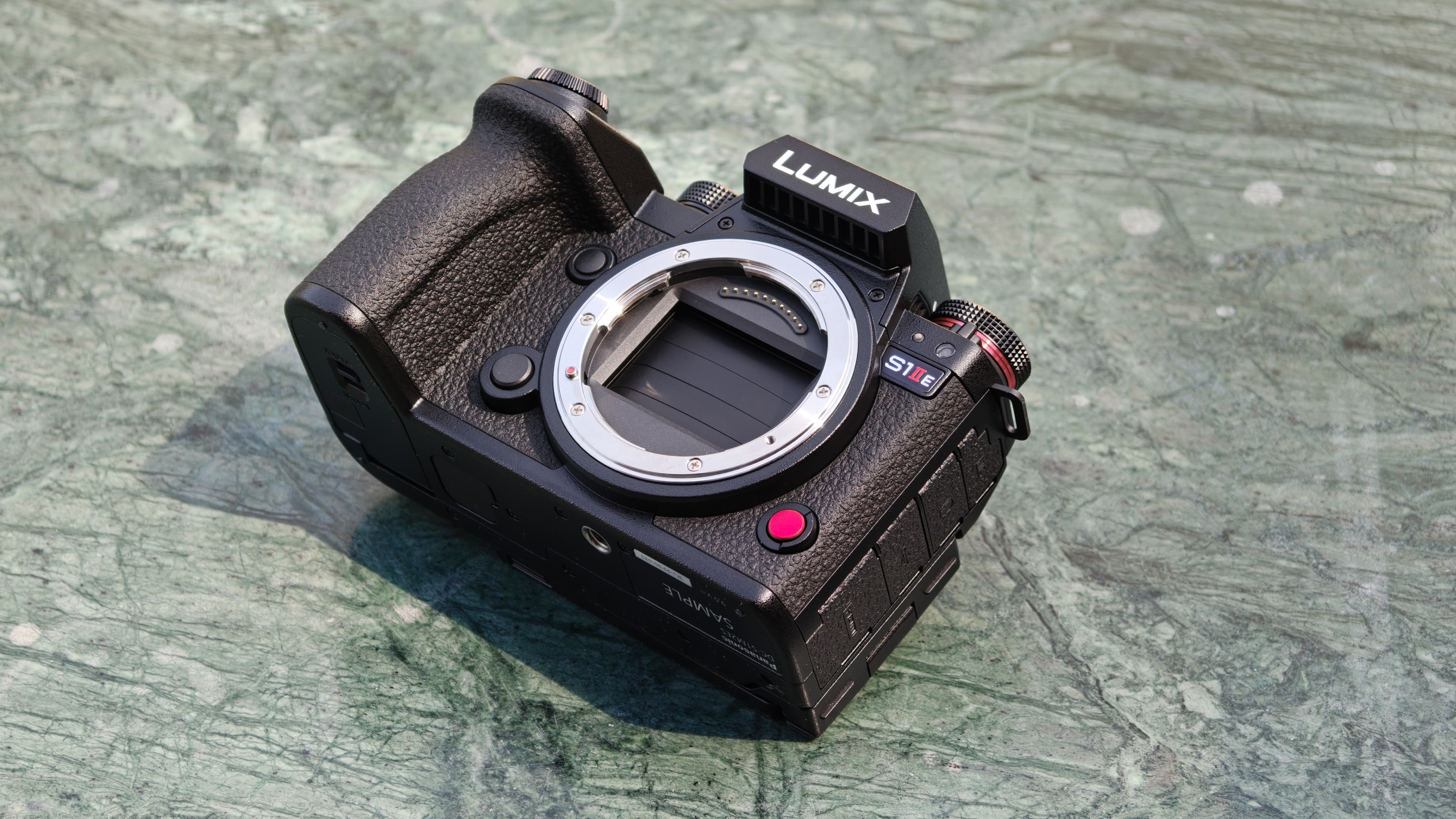 Panasonic Lumix S1IIE camera on a marble table