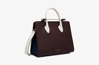 The Strathberry Midi Tote - Burgundy/navy/vanilla