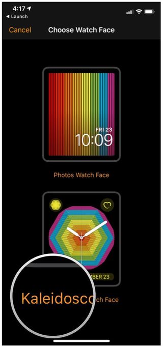 iOS Photos Share Action Create Watch Face Kaleidoscope