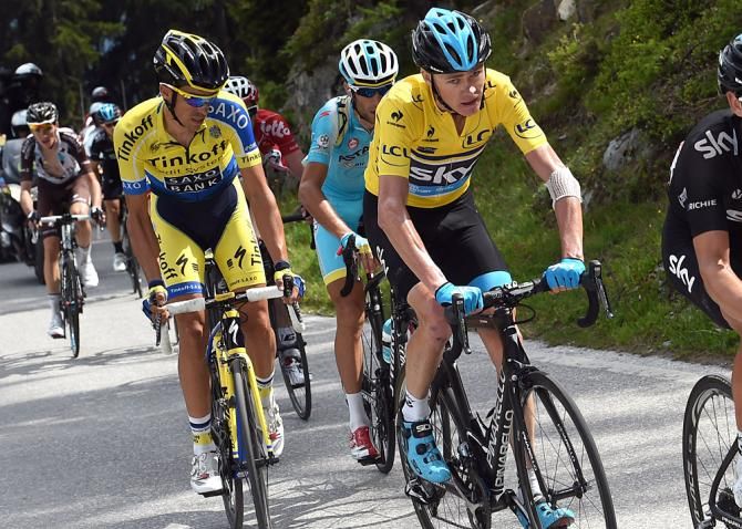 Contador sits on Froome's wheel waiting for the right moment to make his move
