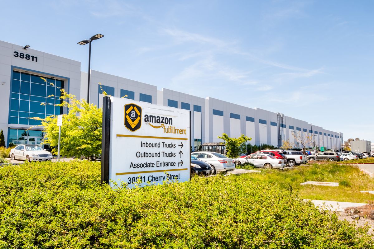 A view of the outside an Amazon fulfilment centre in Silicon Valley