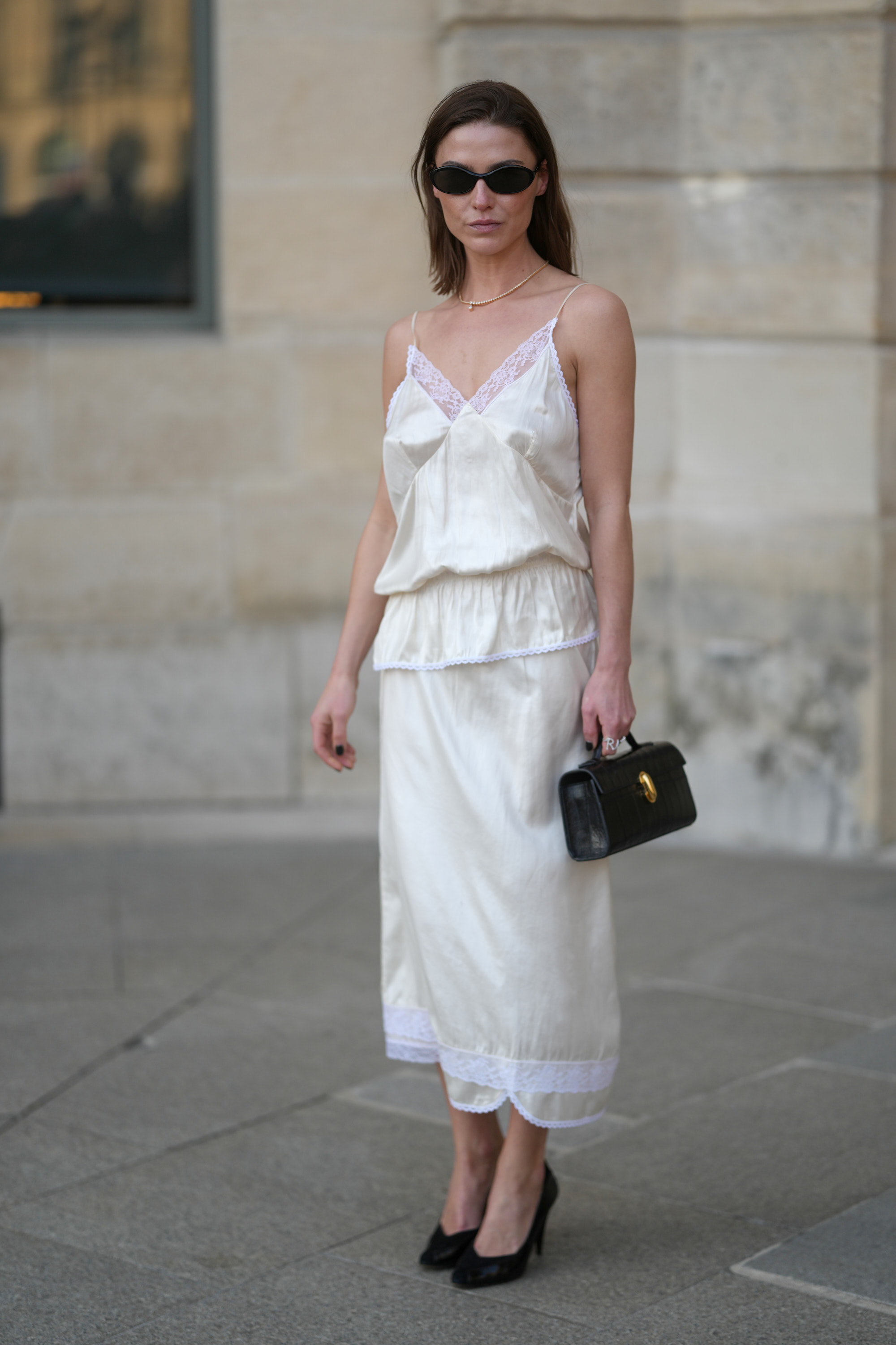 Paris Fashion Week Street Style lace trim