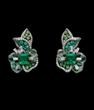 Dior emerald and diamond flower earrings