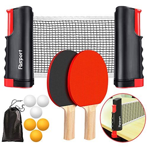 Portable Table Tennis Set with Retractable Net, Rackets, Balls and Carry Bag