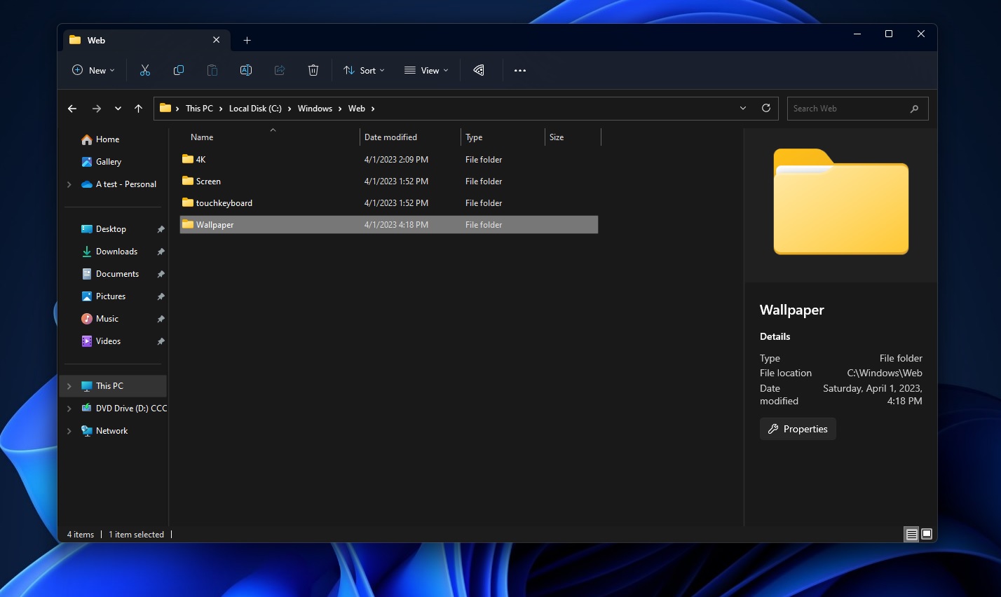 Screenshot of new File Explorer
