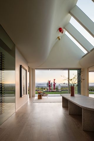 Donum estate's donum house by David thulstrup picture featuring tasting rooms with view out to the countryside