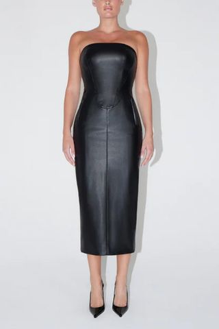 Khy Faux Leather Strapless Long Dress