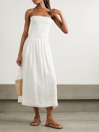 Geriba Smocked Linen Midi Dress