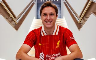 Federico Chiesa new signing of Liverpool at AXA Training Centre on August 28, 2024 in Kirkby, England.