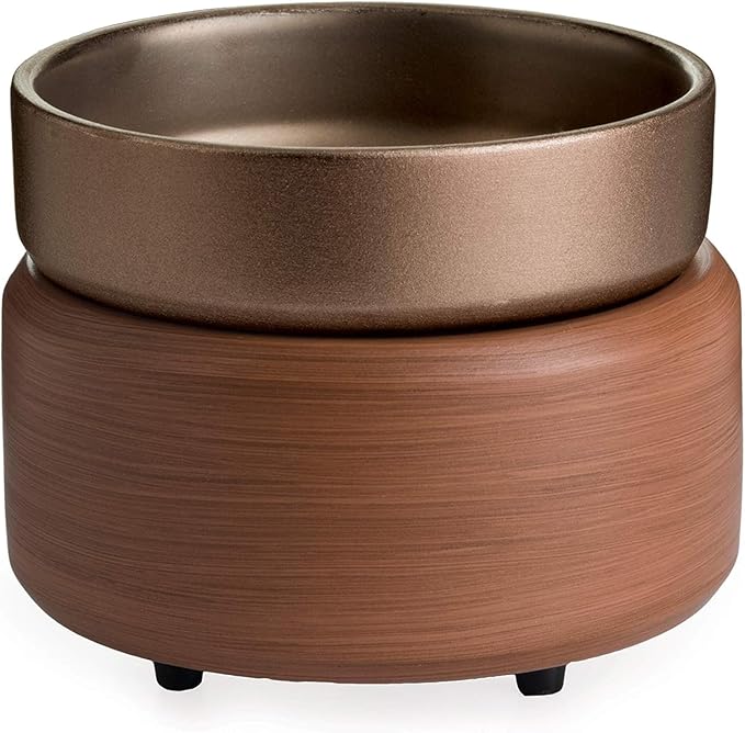 Candle Warmers, Candle Warmers Etc 2-In-1 Candle and Fragrance Warmer for Warming Scented Candles or Wax Melts and Tarts With to Freshen Room, Pewter Walnut