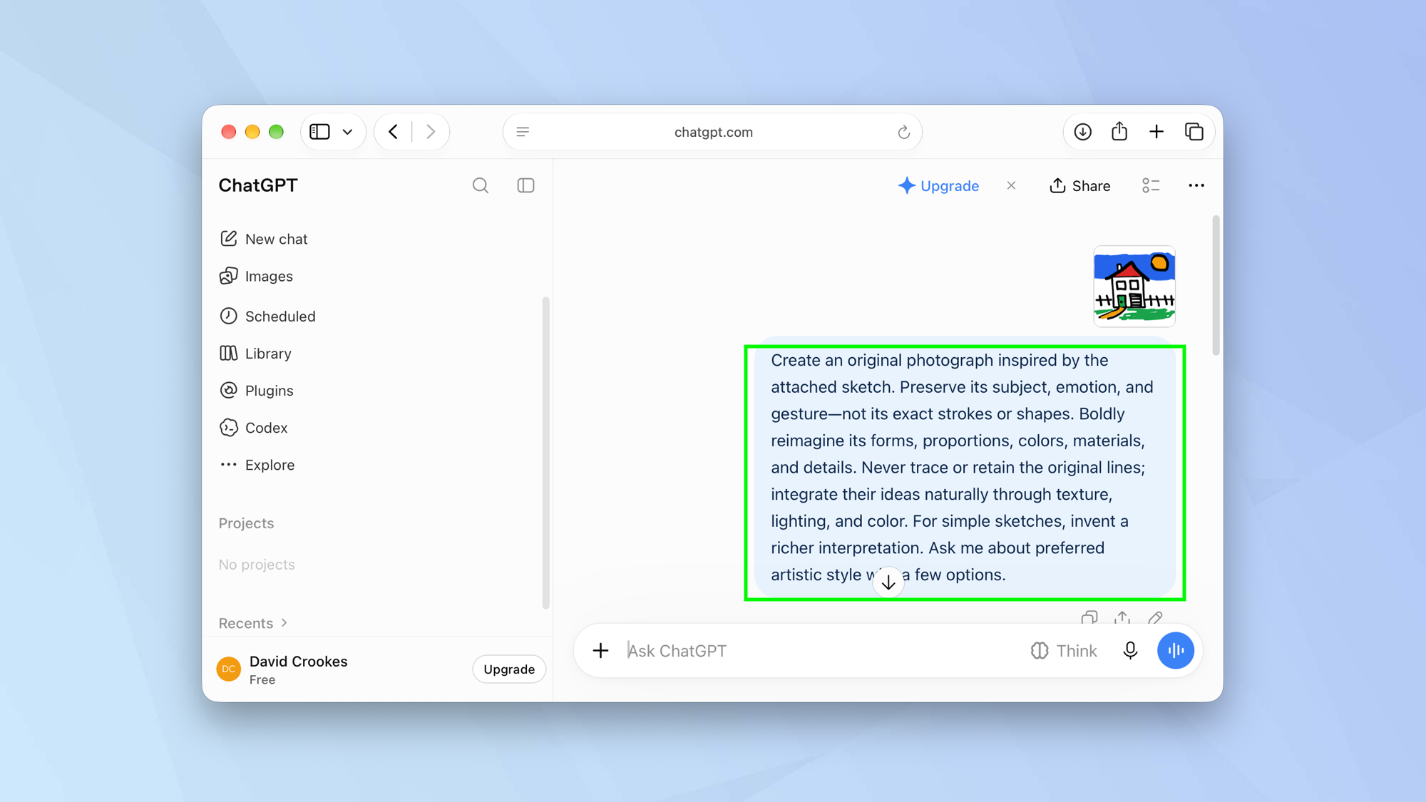 Use ChatGPT to turn sketches into photos