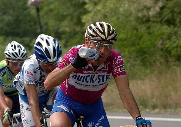Paolo Bettini takes a swig as the day was quite warm - compared to recent days!