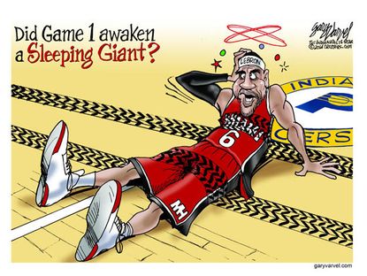 Editorial cartoon Lebron James Miami Heat Pacers