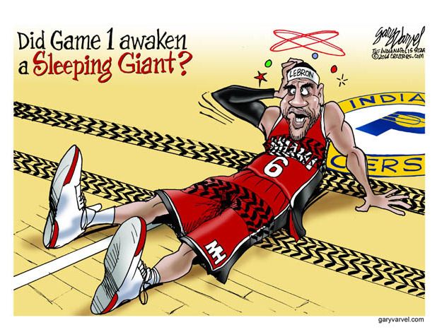 Editorial cartoon Lebron James Miami Heat Pacers