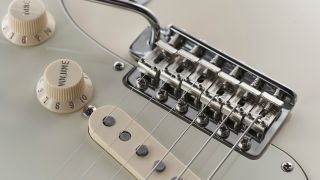 Close up of a Fender Stratocaster bridge