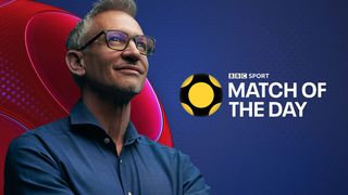Gary Lineker with Match of the Day logo