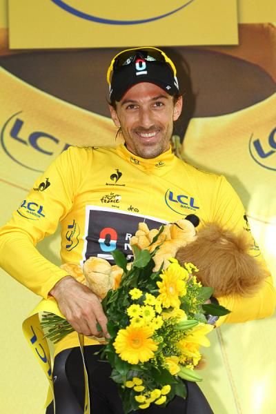 A very happy Fabian Cancellara on the podium in Liege
