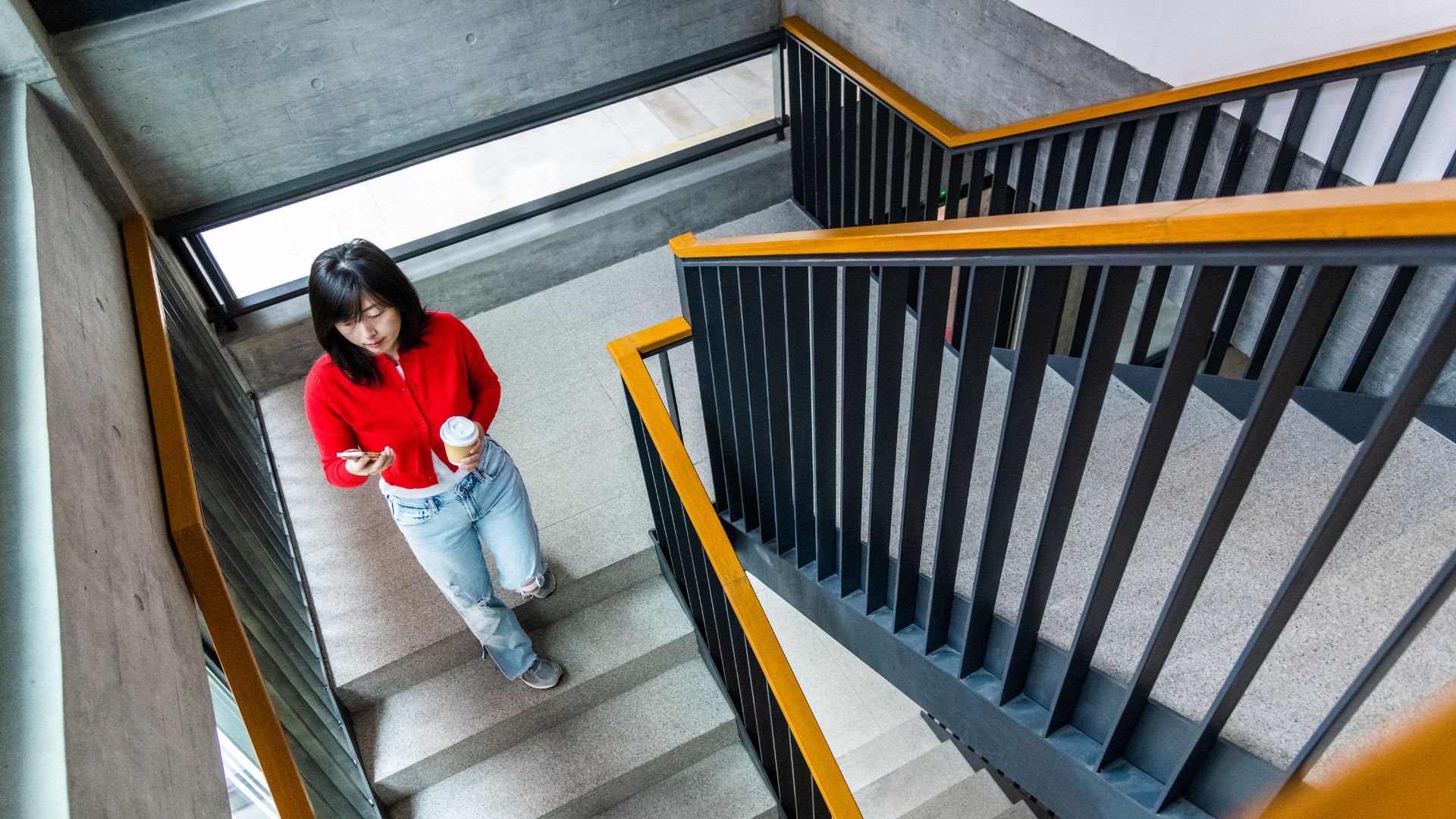 Woman walking down the stairs