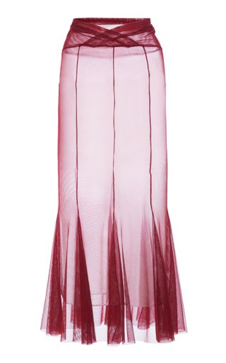 Flared V-Waist Midi Skirt