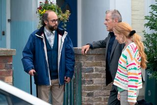 Reiss Colwell, Bianca Jackson and David Wicks outside the house