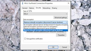 Windows network connections support several levels of encryption