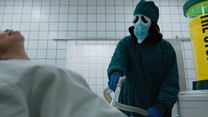 Ghostface in a parody of The Substance in Scary Movie 6