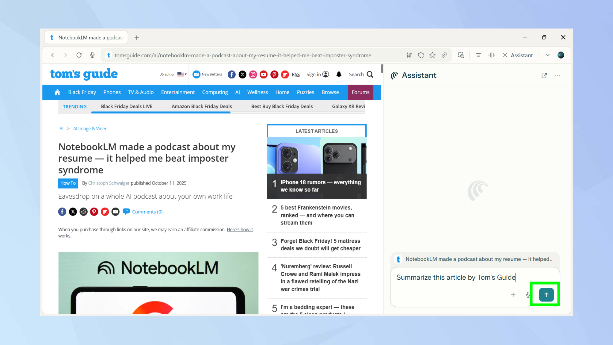 Summarizing articles using Comet