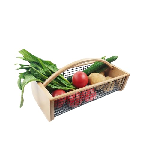 Garden Hod Harvest Basket, Durable Wooden Gardening, Supply Suitable for Kitchen, Picnic and Outdoor Picking