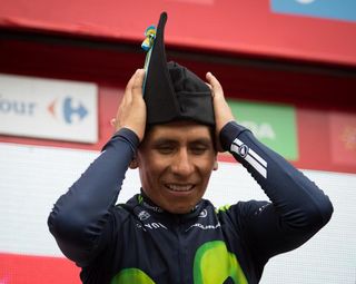Nairo Quintana on the stage 10 podium at the Vuelta