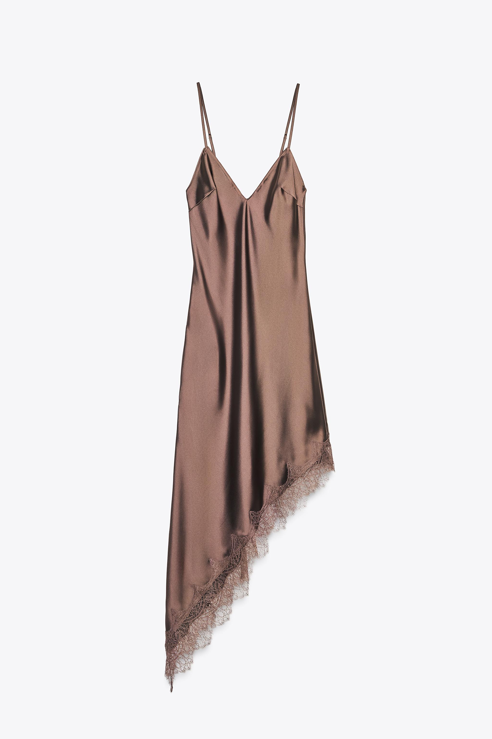 Satin Effect Lace Dress