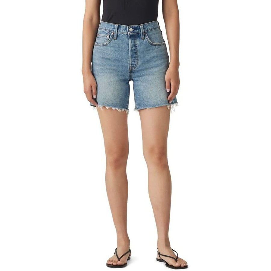 Levi's Women's 501 Mid Thigh Short, (new) Ticked and Untied