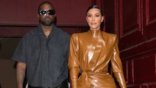 paris, france march 01 kim kardashian west and husband kanye west leave kwests sunday service at theatre des bouffes du nord paris fashion week womenswear fallwinter 20202021 on march 01, 2020 in paris, france photo by marc piaseckiwireimage