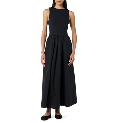 The Drop Dia Mixed Fabric Midi Tank Dress, Black, Xxs