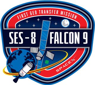 The mission emblem for SpaceX's Falcon 9 v1.1 rocket launch carrying the SES-8 communications satellite on Nov. 25, 2013.