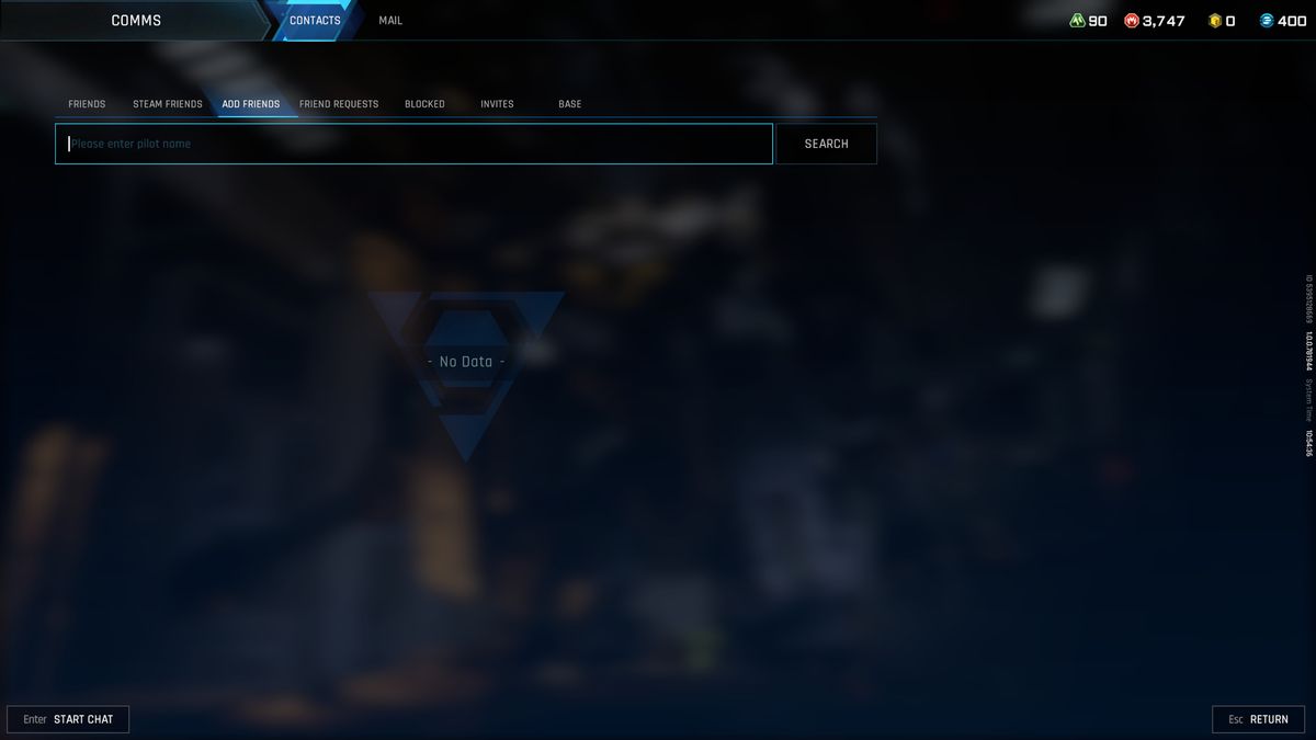 Mecha Break play with friends: An empty results list where you can search for other players.