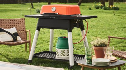 The Everdure FORCE gas grill on test in a backyard