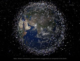 Earth is surrounded by space debris, or old satellites and other objects