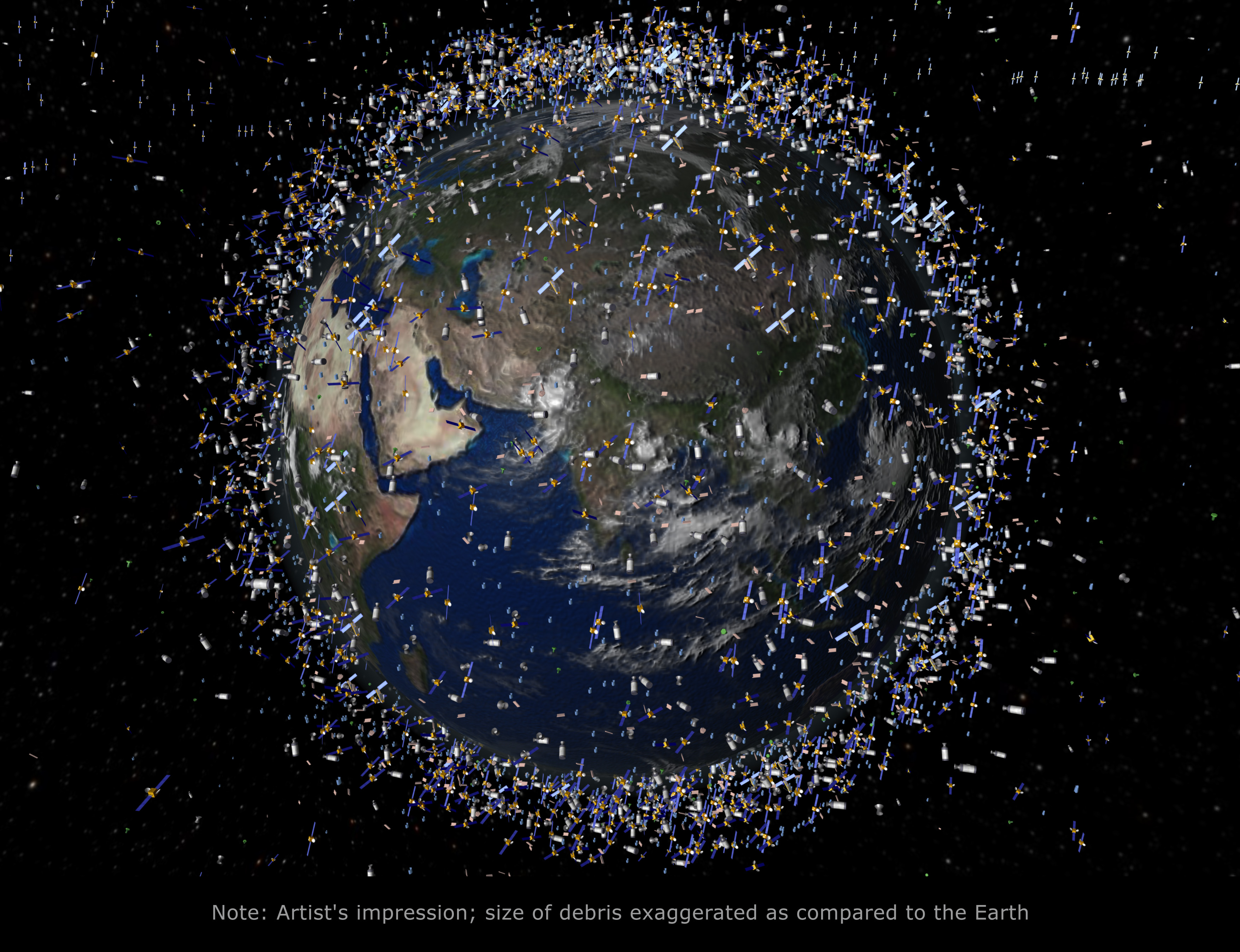 Earth is surrounded by space debris, or old satellites and other objects