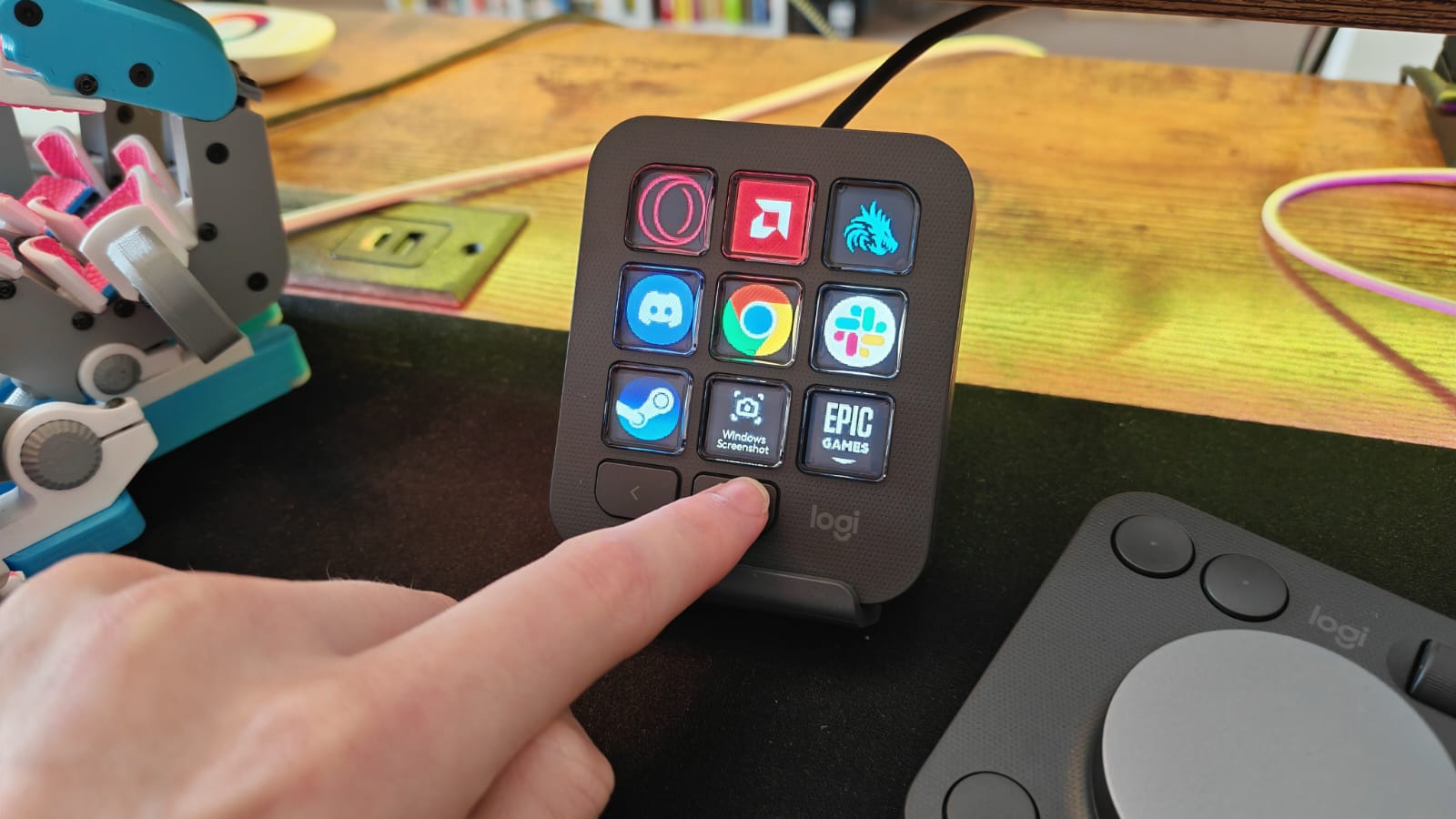 A reviewer using the MX Creative Console