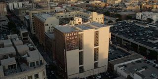 An overhead shot of the Cecil Hotel in _Crime Scene: The Vanishing at the Cecil Hotel._