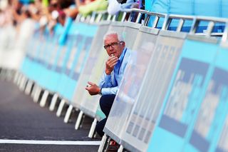 Race Director Mick Bennett keeps an eye on the finish line during stage six of the Tour of Britain from Bath to Hemel Hempstead.