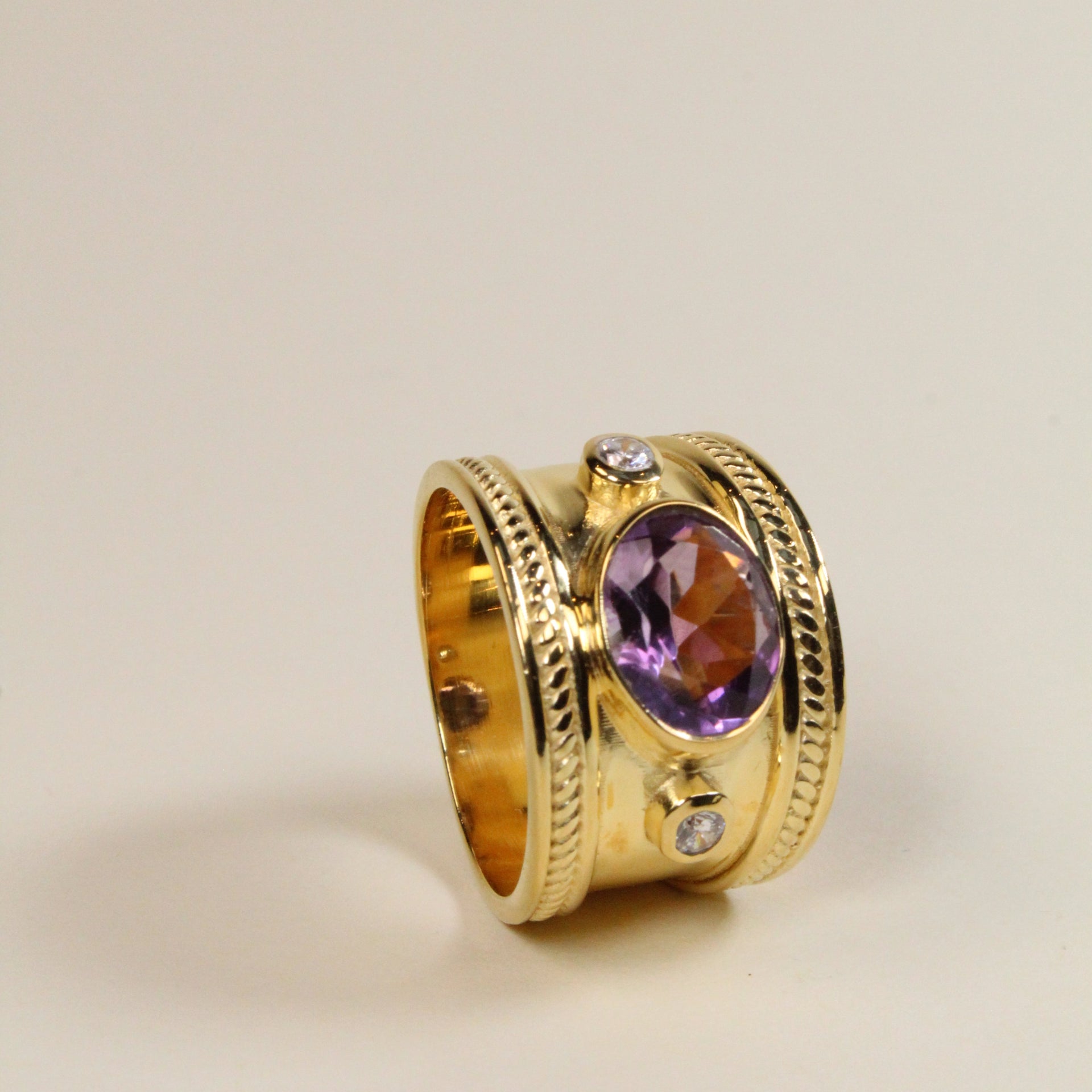 Purple Amethyst Solid Empress Ring - 50