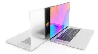 Apple devices with rainbow logo