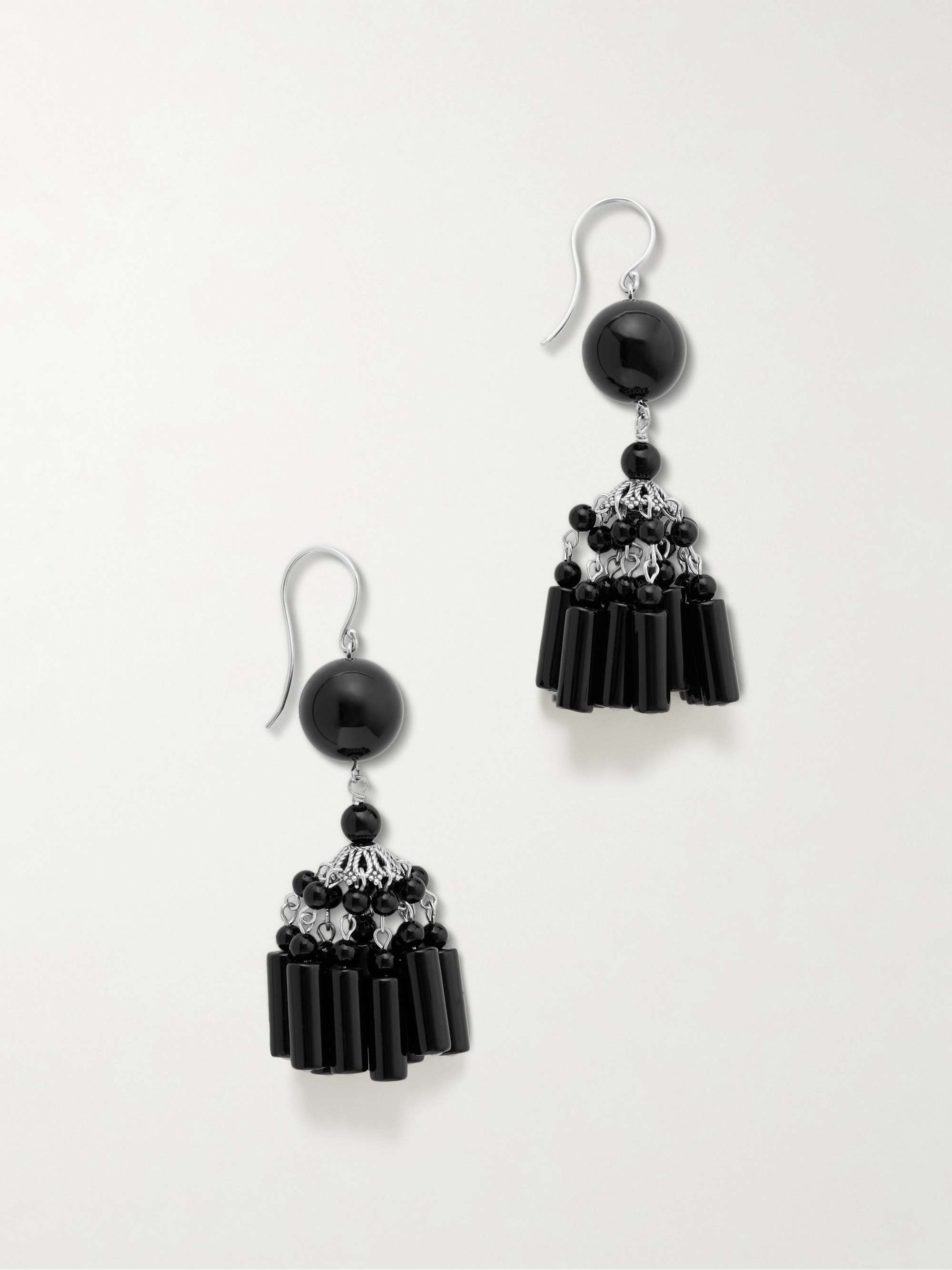 Flamenco Silver Onyx Earrings