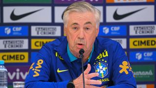 Carlo Ancelotti speaking at a press conference before the Ecuador vs Brazil fixture