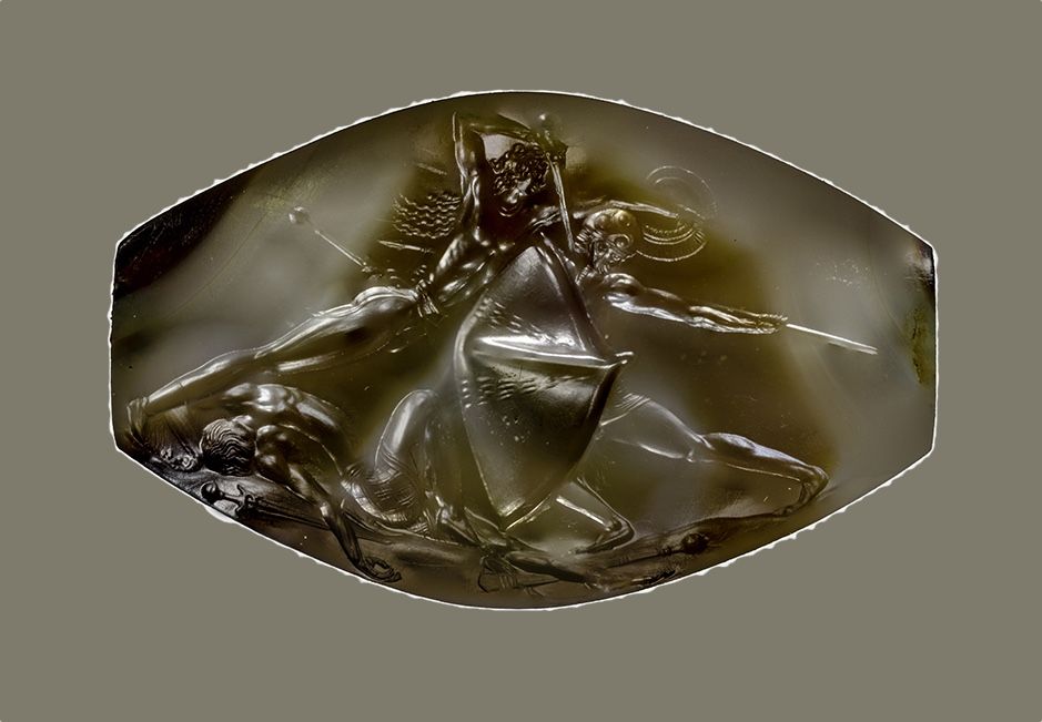 The Greek sealstone&#039;s small size, along with the veining on the stone, meant that many of the tiny details could be seen only using photomicroscopy. 